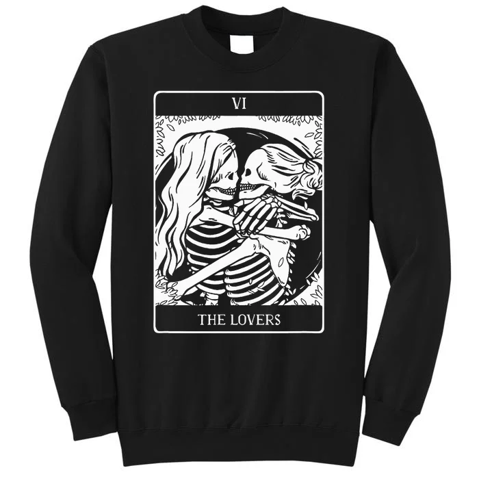 The Lovers Tarot Card Occult Goth Skeleton Halloween Decor Tall Sweatshirt