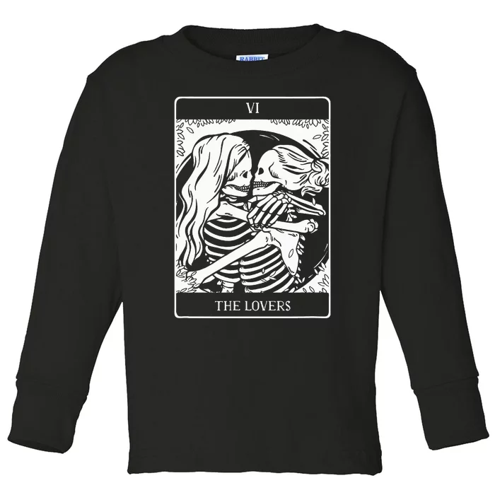 The Lovers Tarot Card Occult Goth Skeleton Halloween Decor Toddler Long Sleeve Shirt