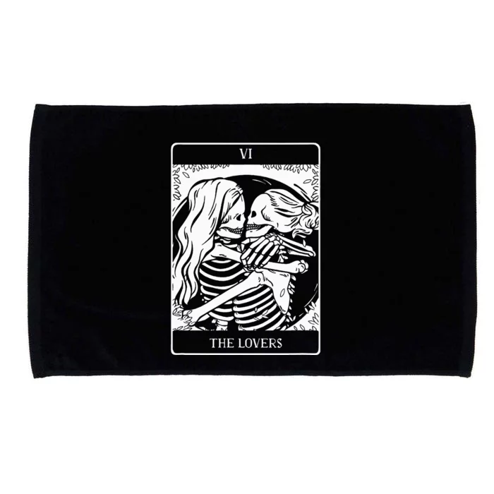 The Lovers Tarot Card Occult Goth Skeleton Halloween Decor Microfiber Hand Towel