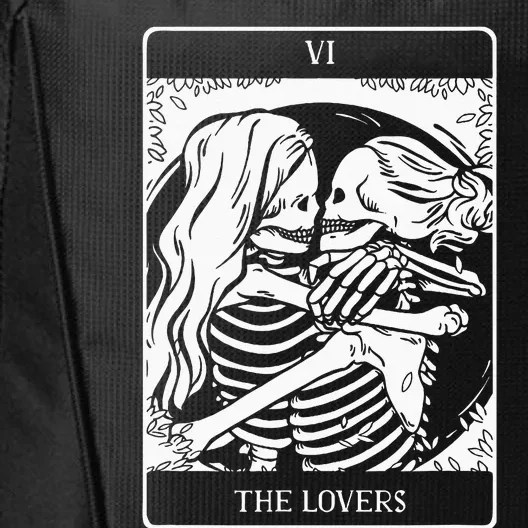 The Lovers Tarot Card Occult Goth Lesbian Skeleton Halloween City Backpack