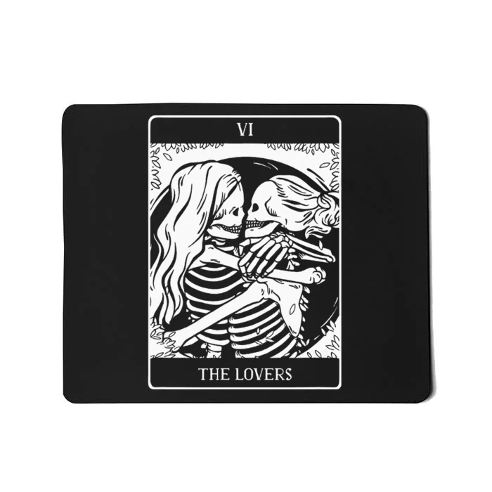 The Lovers Tarot Card Occult Goth Lesbian Skeleton Halloween Mousepad