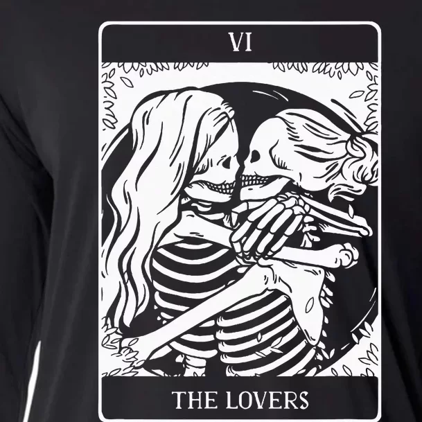 The Lovers Tarot Card Occult Goth Lesbian Skeleton Halloween Cooling Performance Long Sleeve Crew