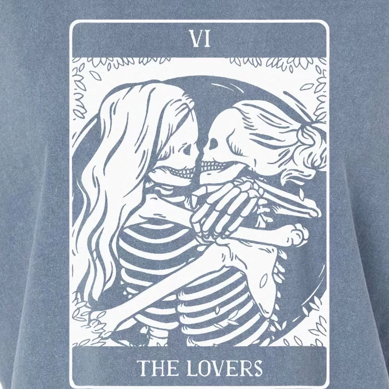 The Lovers Tarot Card Occult Goth Lesbian Skeleton Halloween Garment-Dyed Women's Muscle Tee