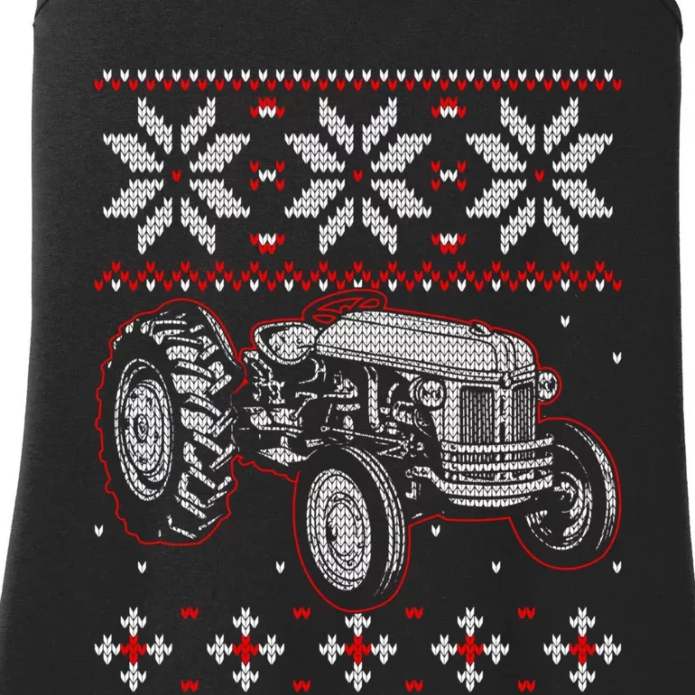 Tractor Lover Ugly Christmas Sweater Farmer Farming Xmas Ladies Essential Tank