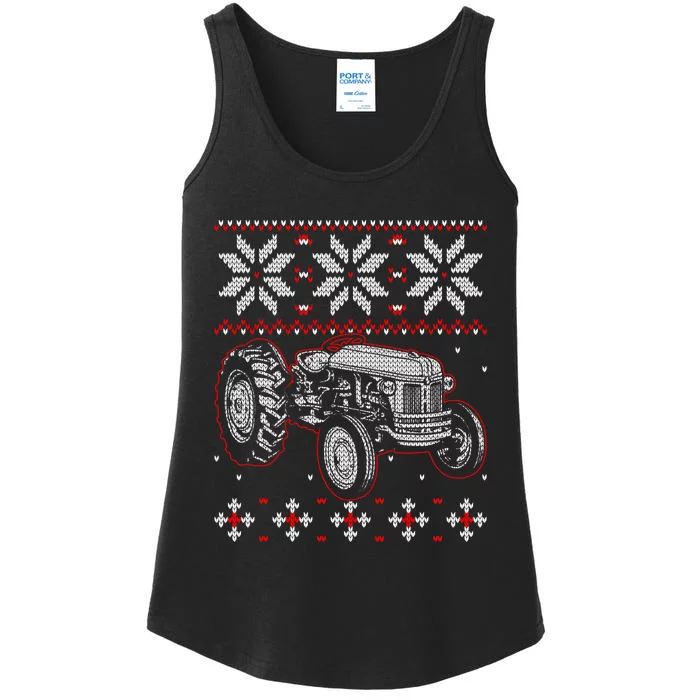 Tractor Lover Ugly Christmas Sweater Farmer Farming Xmas Ladies Essential Tank