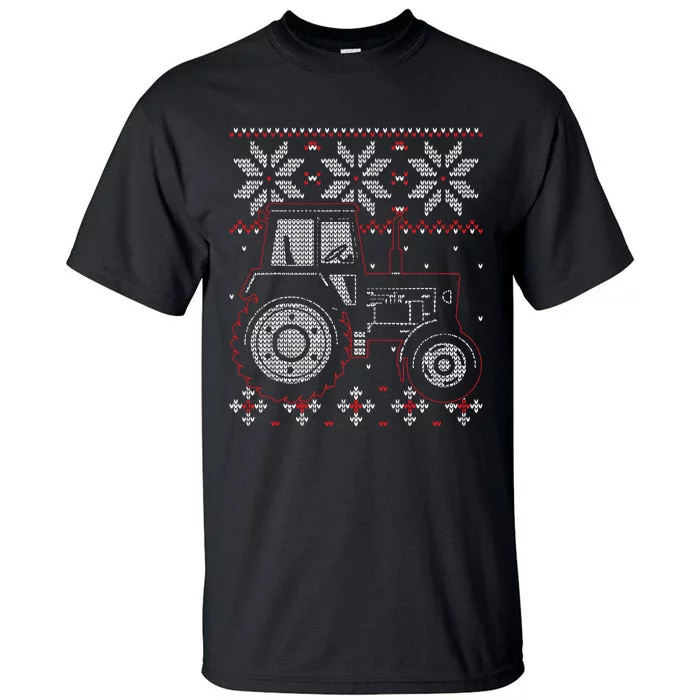 Tractor Lover Ugly Christmas Farmer Farming Xmas Gift Tall T-Shirt