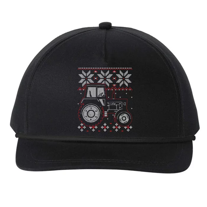 Tractor Lover Ugly Christmas Farmer Farming Xmas Gift Snapback Five-Panel Rope Hat