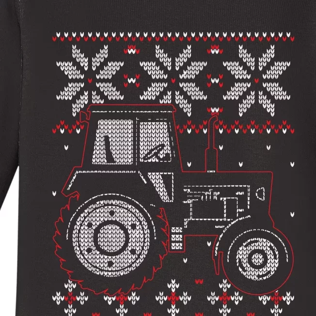 Tractor Lover Ugly Christmas Farmer Farming Xmas Gift Baby Long Sleeve Bodysuit