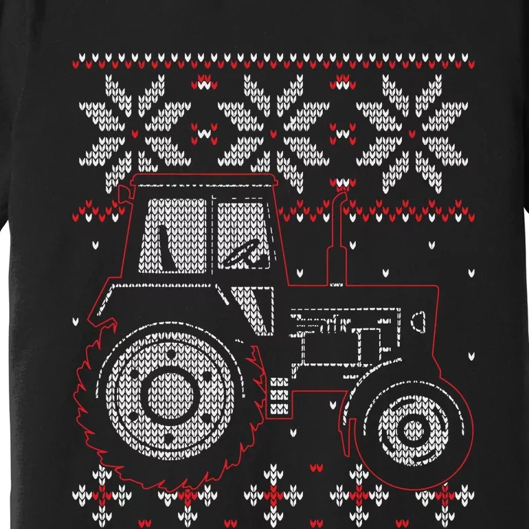 Tractor Lover Ugly Christmas Farmer Farming Xmas Gift Premium T-Shirt