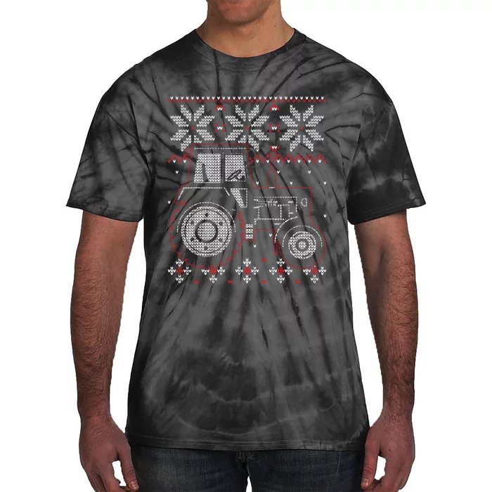 Tractor Lover Ugly Christmas Farmer Farming Xmas Gift Tie-Dye T-Shirt