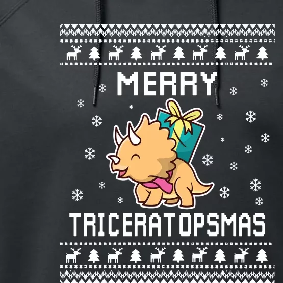 Triceratops Lover Ugly Christmas Sweater For Holidays Sweatshirt Performance Fleece Hoodie