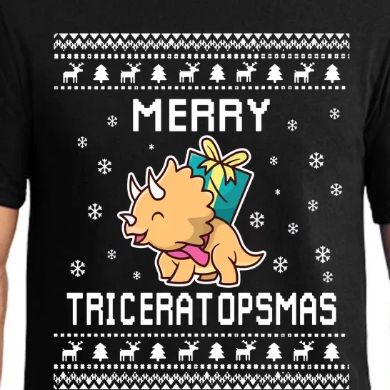 Triceratops Lover Ugly Christmas Sweater For Holidays Sweatshirt Pajama Set