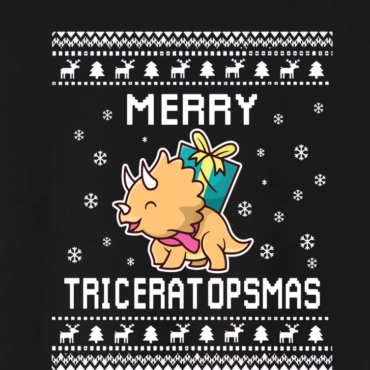 Triceratops Lover Ugly Christmas Sweater For Holidays Sweatshirt Women's Crop Top Tee