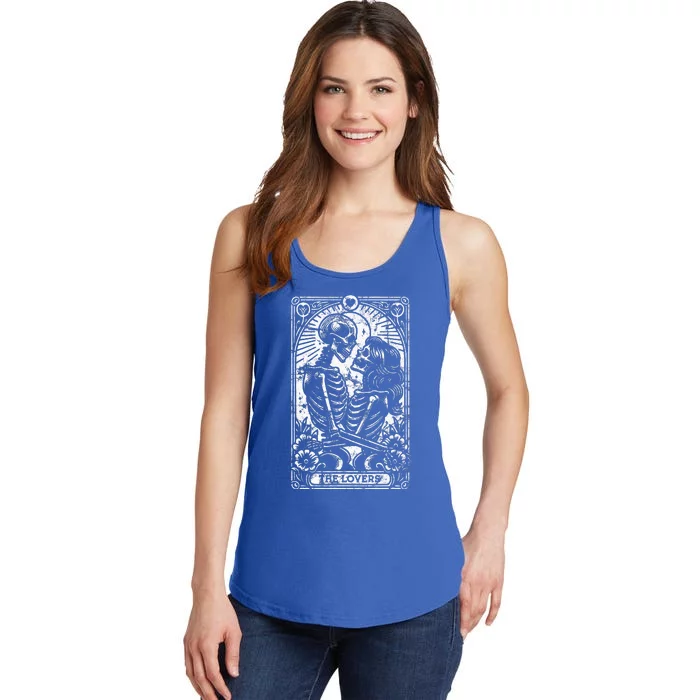 The Lovers Vintage Skeleton Couple Skull Gothic Tarot Card Ladies Essential Tank