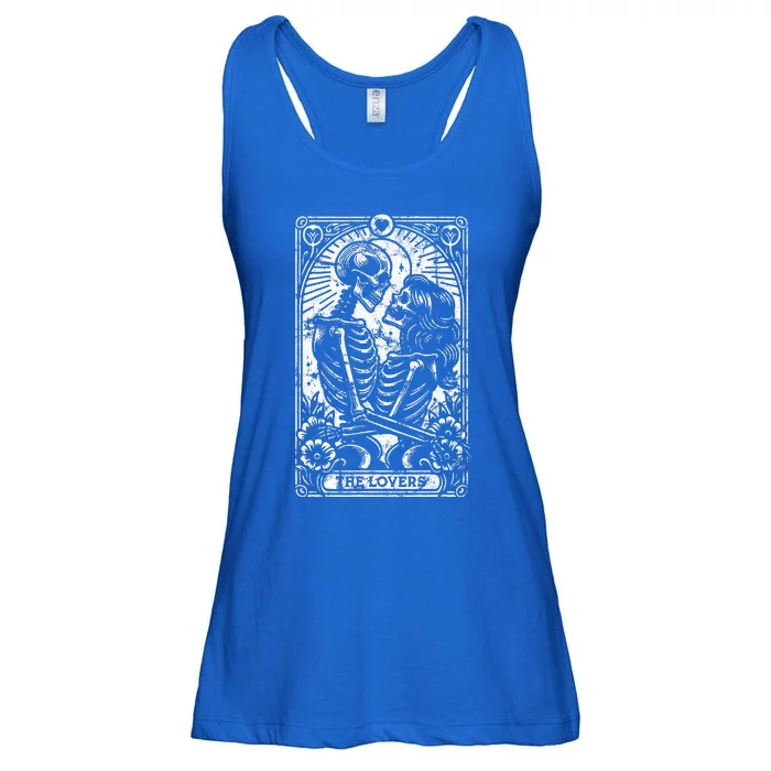 The Lovers Vintage Skeleton Couple Skull Gothic Tarot Card Ladies Essential Flowy Tank