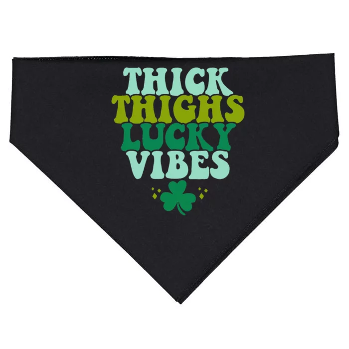 Thickhighs Lucky Vibes Funny St. Patrick's Day Clothes USA-Made Doggie Bandana