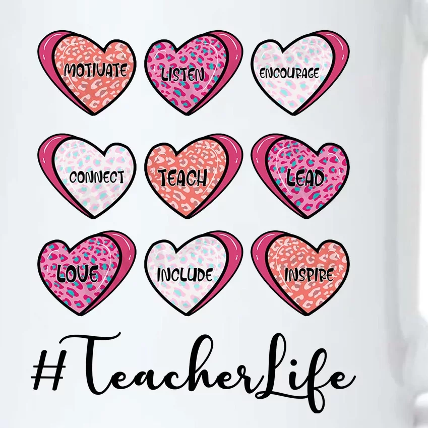 Teachers Life Valentines Day Heart Candy Black Color Changing Mug