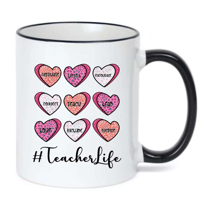 Teachers Life Valentines Day Heart Candy Black Color Changing Mug