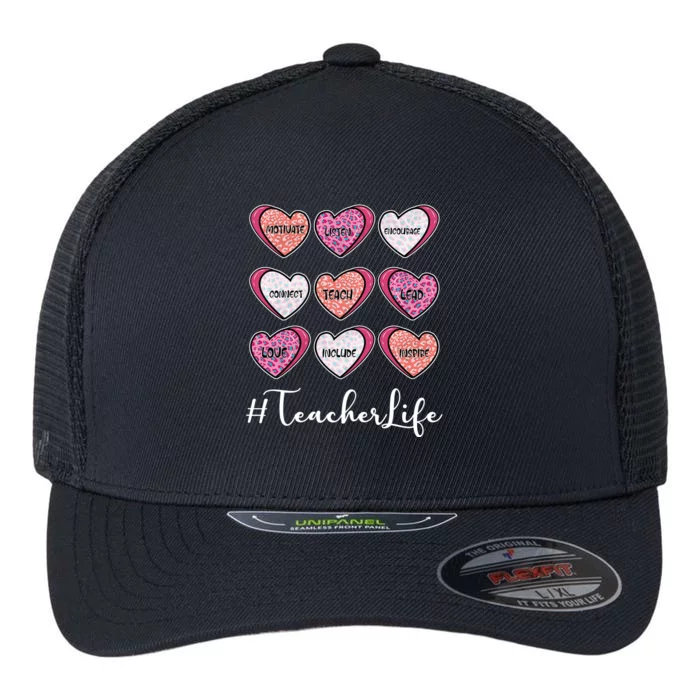 Teachers Life Valentines Day Heart Candy Flexfit Unipanel Trucker Cap