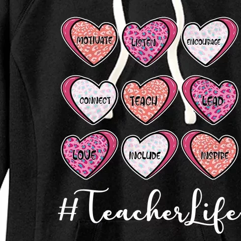 Teachers Life Valentines Day Heart Candy Women's Fleece Hoodie