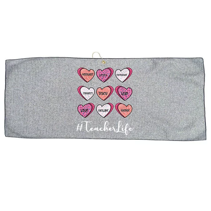 Teachers Life Valentines Day Heart Candy Large Microfiber Waffle Golf Towel