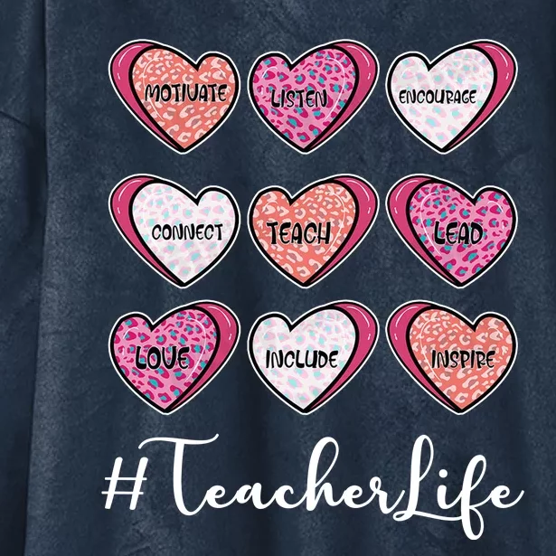 Teachers Life Valentines Day Heart Candy Hooded Wearable Blanket