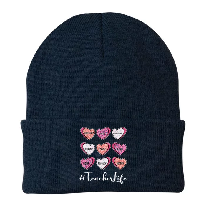 Teachers Life Valentines Day Heart Candy Knit Cap Winter Beanie