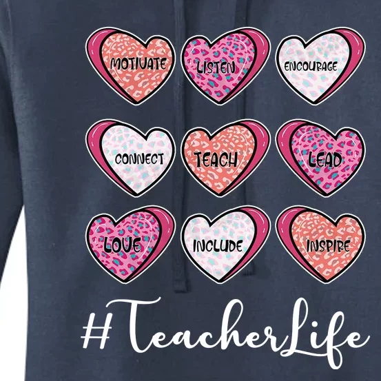 Teachers Life Valentines Day Heart Candy Women's Pullover Hoodie