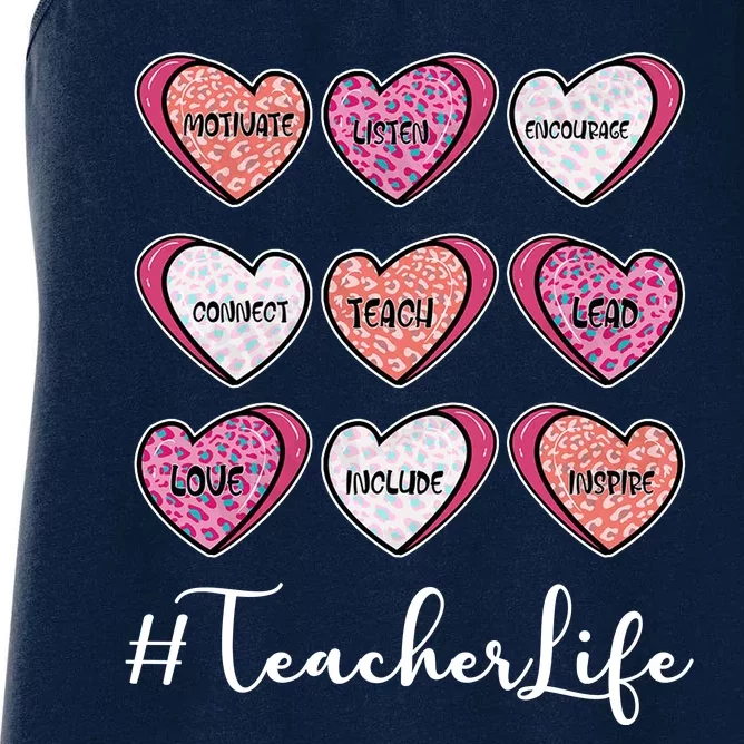 Teachers Life Valentines Day Heart Candy Women's Racerback Tank