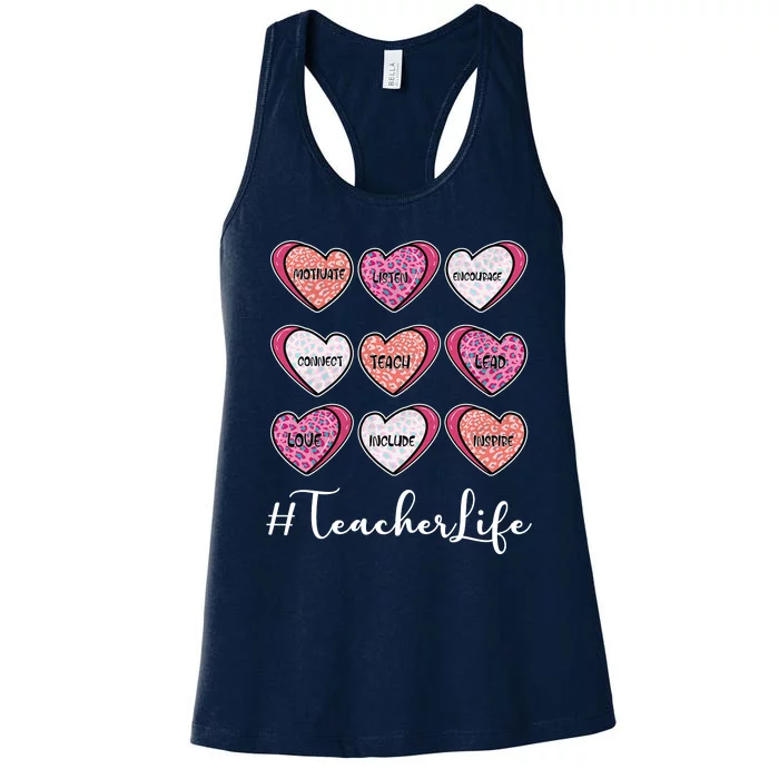 Teachers Life Valentines Day Heart Candy Women's Racerback Tank