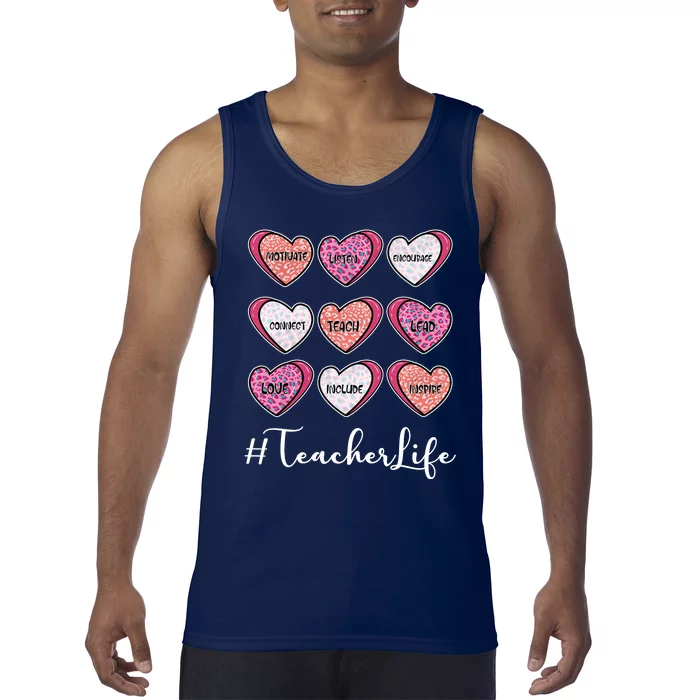 Teachers Life Valentines Day Heart Candy Tank Top