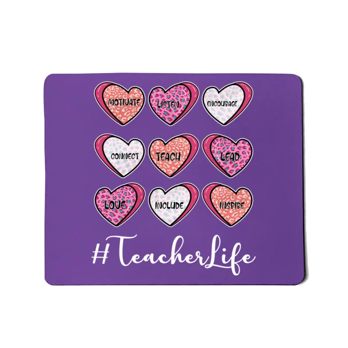 Teachers Life Valentines Day Heart Candy Mousepad