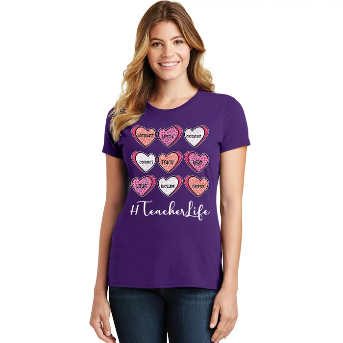 Teachers Life Valentines Day Heart Candy Women's T-Shirt