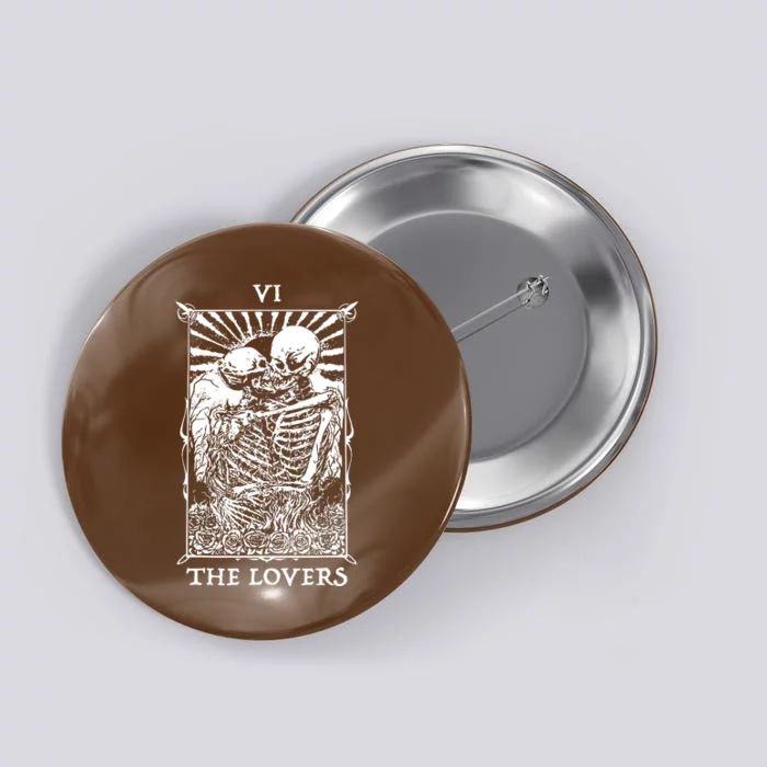 The Lovers Vintage Tarot Card Occult Skeletons Supernaturals Button