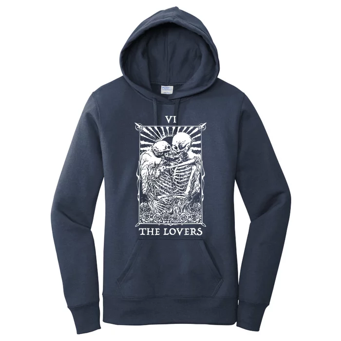 The Lovers Vintage Tarot Card Occult Skeletons Supernaturals Women's Pullover Hoodie