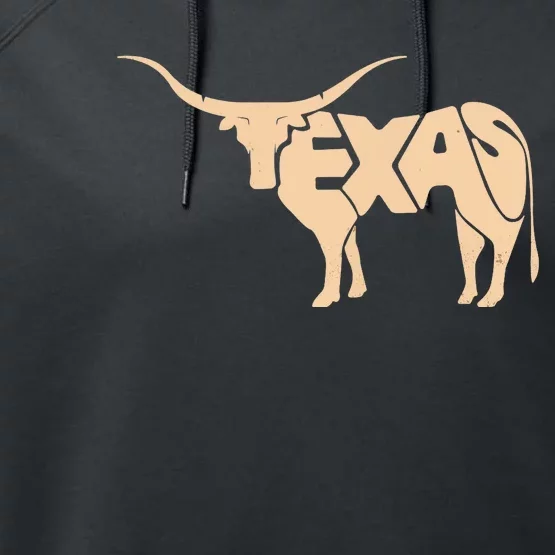 Texas Longhorn Word Art - Cool Animal Performance Fleece Hoodie