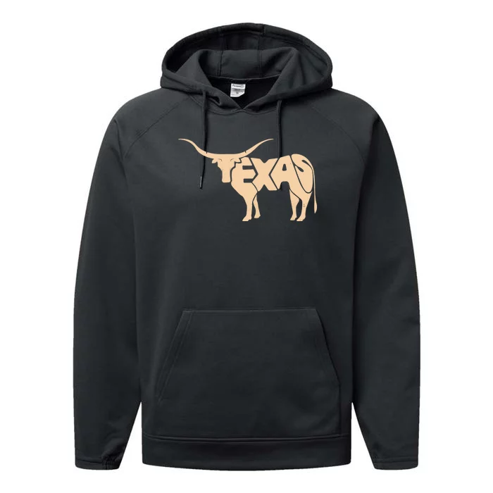 Texas Longhorn Word Art - Cool Animal Performance Fleece Hoodie