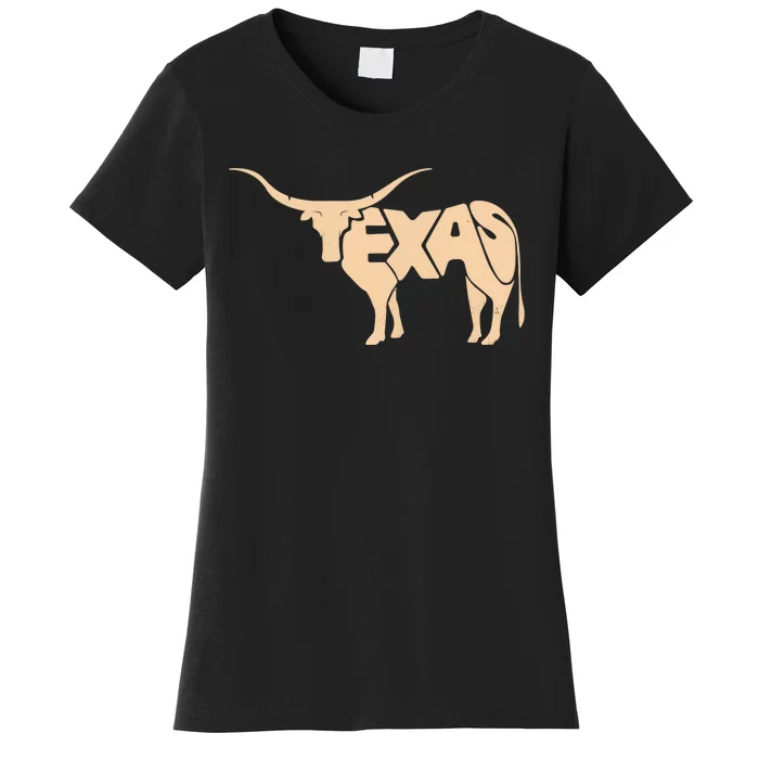 Texas Longhorn Word Art - Cool Animal Women's T-Shirt