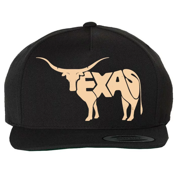 Texas Longhorn Word Art - Cool Animal Wool Snapback Cap