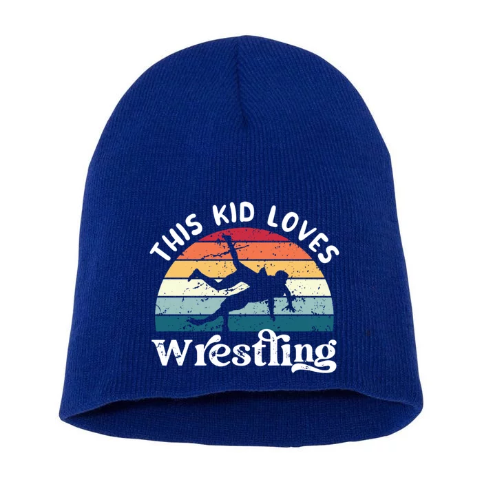 This Loves Wrestling Gift Short Acrylic Beanie