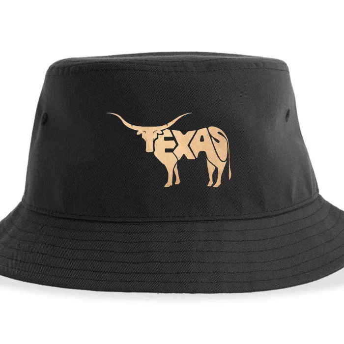 Texas Longhorn Word Art Cool Animal Sustainable Bucket Hat