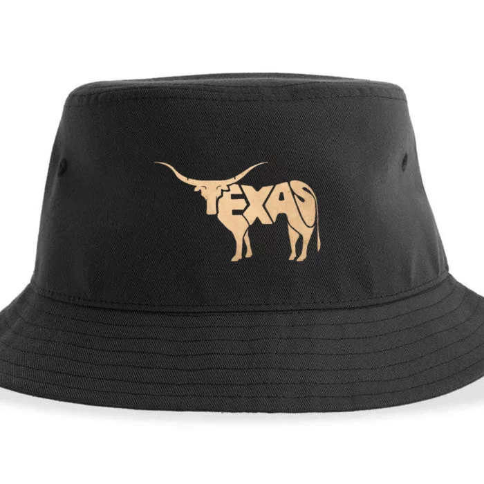 Texas Longhorn Word Art Cool Animal Sustainable Bucket Hat