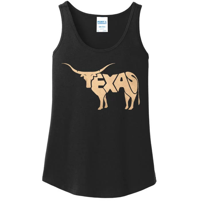 Texas Longhorn Word Art Cool Animal Ladies Essential Tank