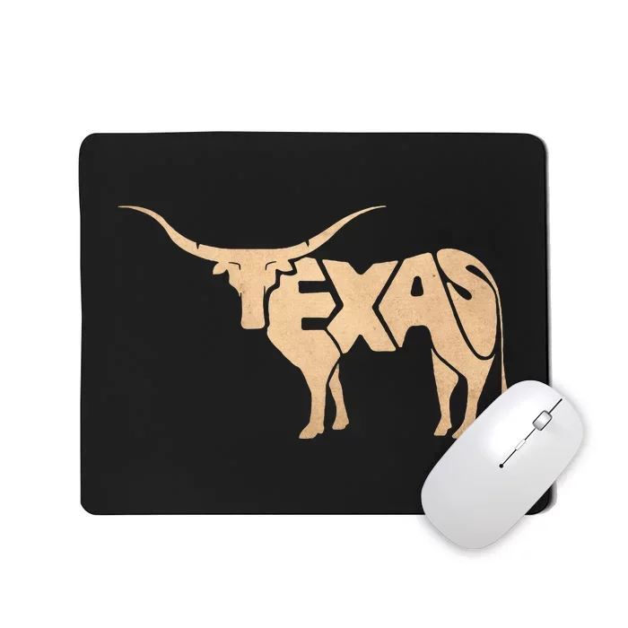 Texas Longhorn Word Art Cool Animal Mousepad