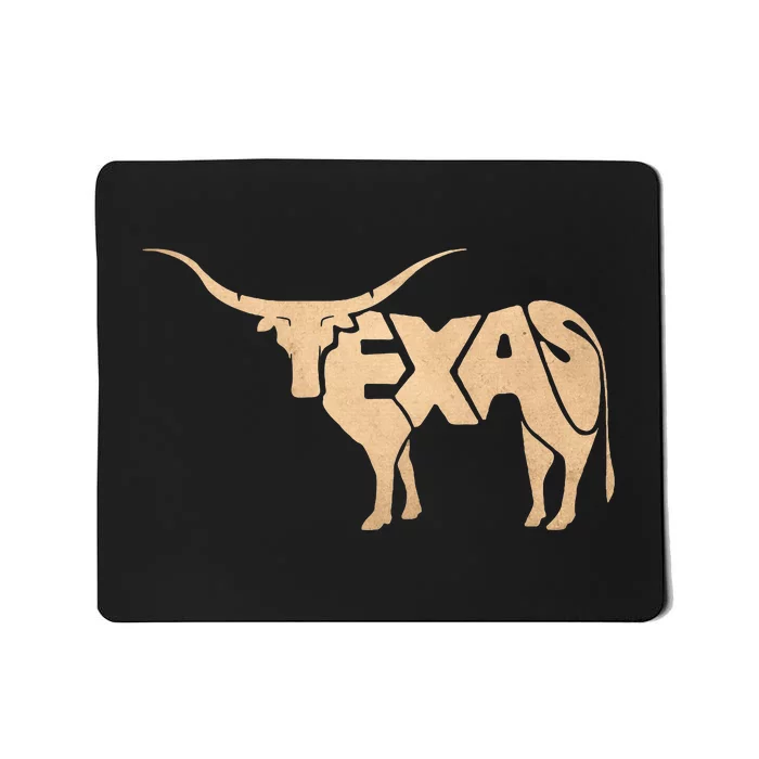 Texas Longhorn Word Art Cool Animal Mousepad