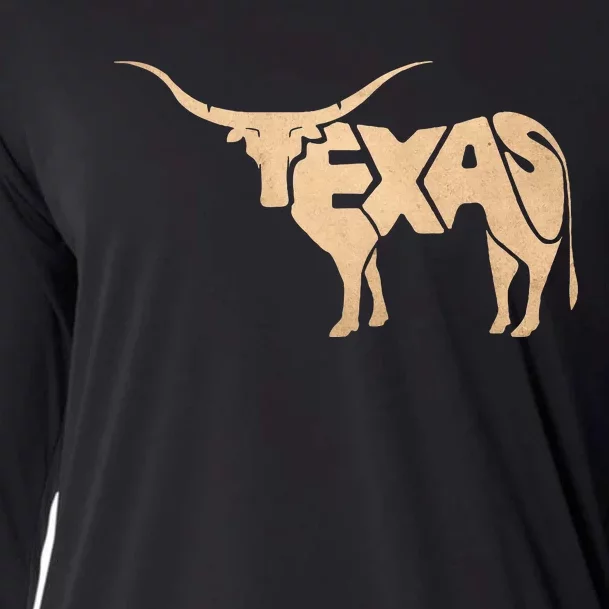 Texas Longhorn Word Art Cool Animal Cooling Performance Long Sleeve Crew