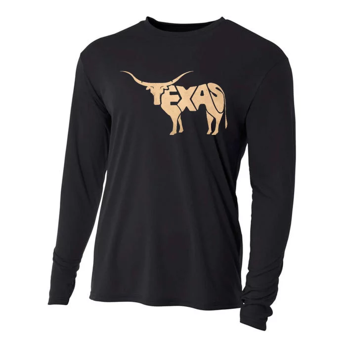 Texas Longhorn Word Art Cool Animal Cooling Performance Long Sleeve Crew