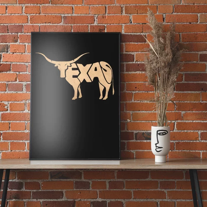 Texas Longhorn Word Art Cool Animal Poster