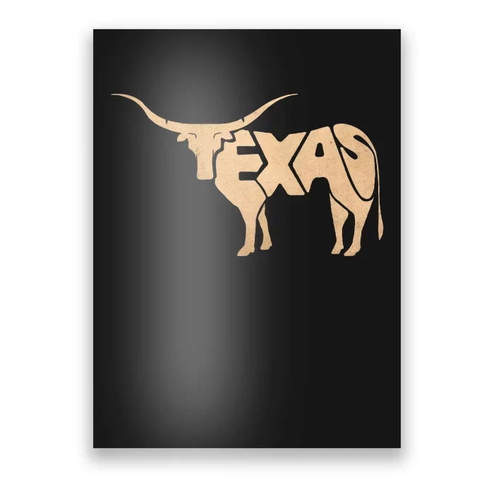 Texas Longhorn Word Art Cool Animal Poster