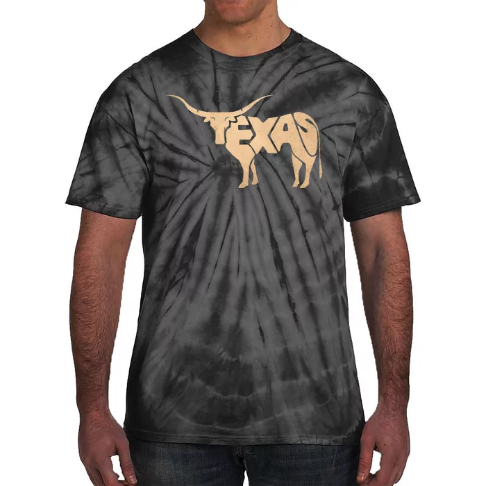 Texas Longhorn Word Art Cool Animal Tie-Dye T-Shirt